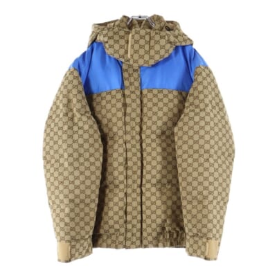 GG JACQUARD HOODED DOWN JACKET GGコットンキャンバス パデッド ダウンジャケット ブラウン 751395 Z8BJ6 2190 Sランク