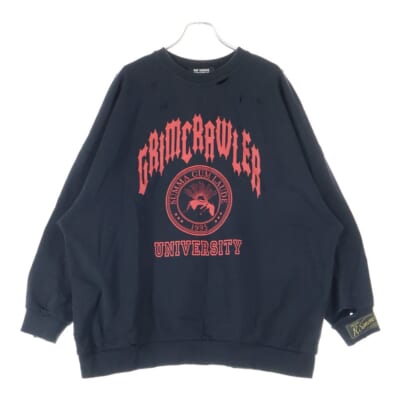 22SS DESTROYED CREWNECK デストロイ クルーネックスウェットトレーナー ブラック 221-M168 19003-0099 Aランク
