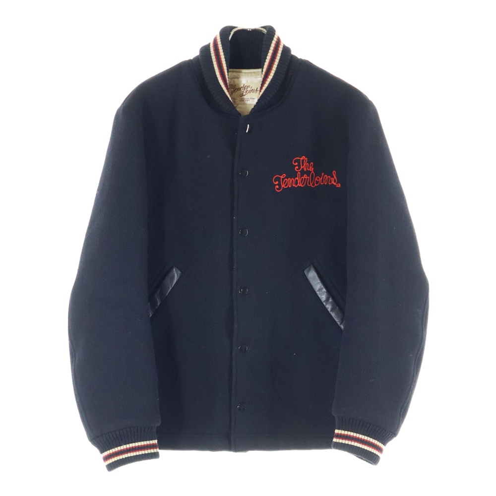 T-VERSITY JKT 裏地ナイロン キルティング バーシティウールジャケット ブラック Bランク