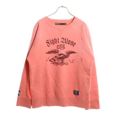 ダメージ加工 クルーネック 長袖スウェット トレーナー レッド ATNH-CS-04 Bランク