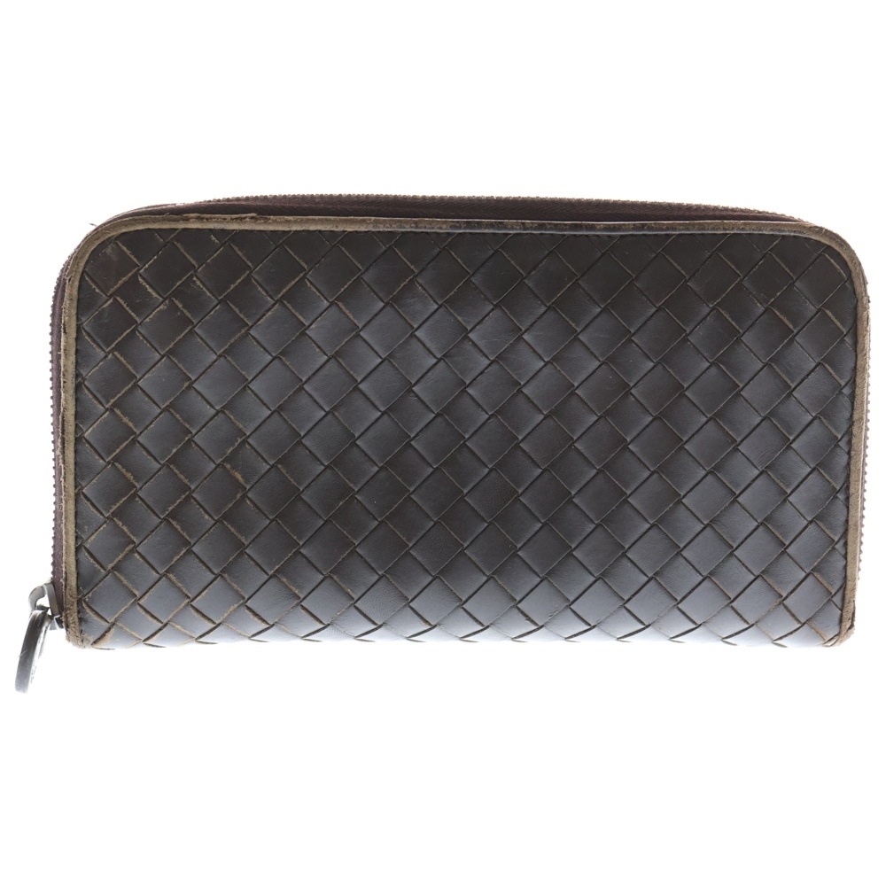 ボッテガヴェネタ イントレチャート ラウンドジップ 長財布 ブラウン