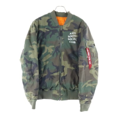 ×ALPHA MA-1 フライトジャケット 849-38919372 グリーン/カモフラ Bランク