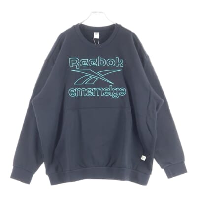 フロント刺繍クルーネックスウェット トレーナー HA7166 ブラック Sランク