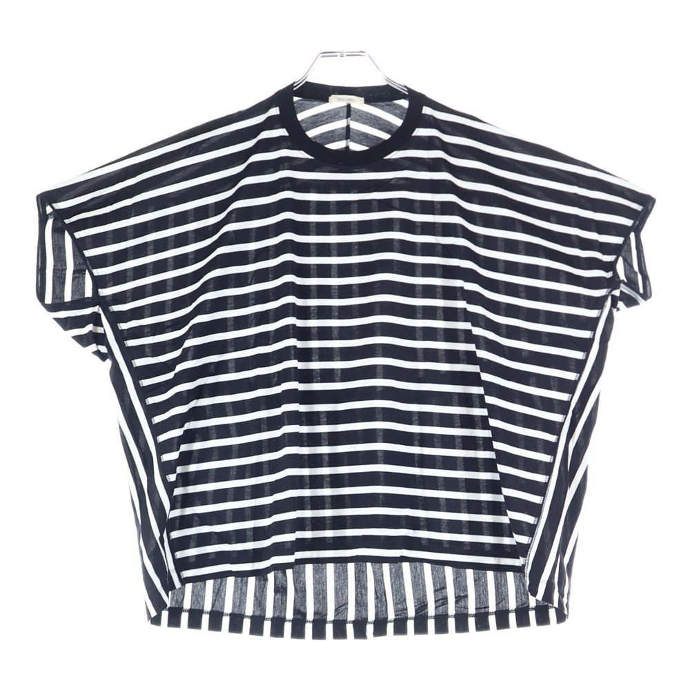 ボーダー クルーネック 半袖Tシャツ カットソー ブラック/ホワイト レディース 22-03-21-03703 Bランク