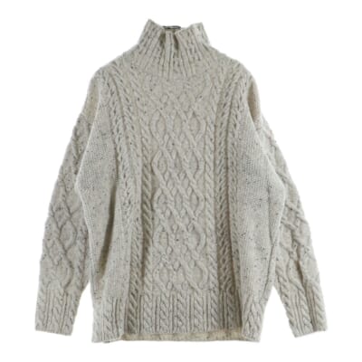 ウールベビー アルパカ ケーブルニットセーター ホワイト A21AT03TC Bランク