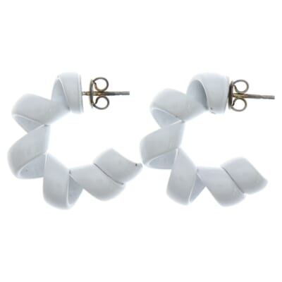 ツイスト フープ ピアス ホワイト Bランク