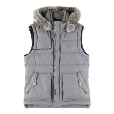 ハウンドトゥース ラビットファー ダウンベスト グレー RMP56-109-05 Bランク