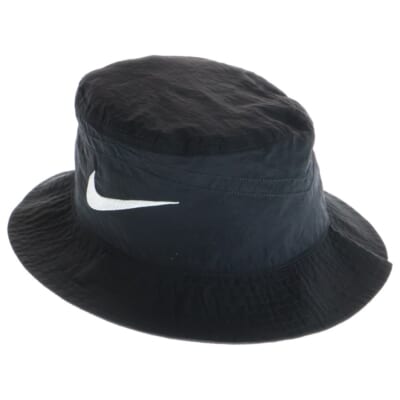 ×STUSSY 20SS ロゴ刺繍 ナイロン バケットハット CT8411-010 ブラック Aランク