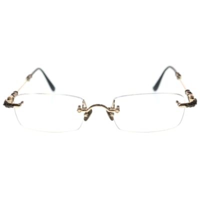 PILLS III フローラルクロスリムレスサングラス ゴールド Bランク