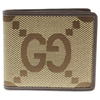 ジャンボ GG キャンバス 二つ折り財布 ウォレット ブラウン 699308 Aランク