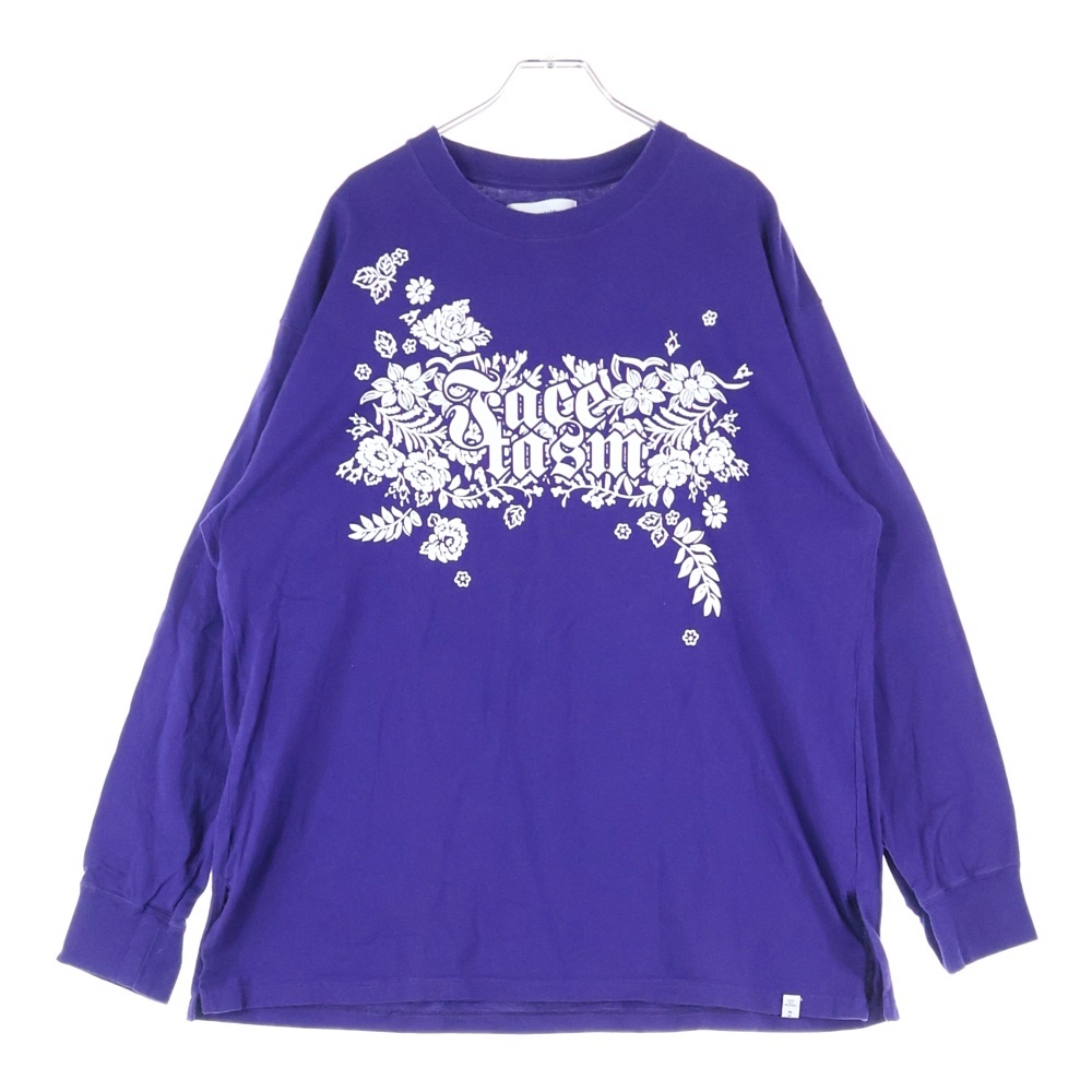 MKS-TEE-U04 フロントロゴプリント 長袖Tシャツ クルーネック ロングスリーブTシャツ パープル Bランク