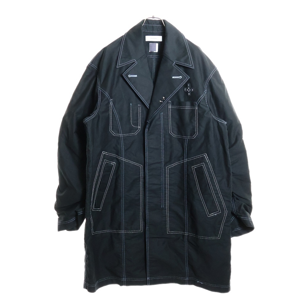 24AW KR-CO-M01 カラーステッチ ロングコート ブラック Sランク