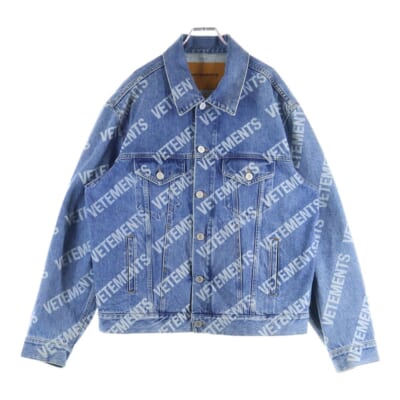 Logo Whole denim jacket ロゴ総柄デニムジャケットUE51JA350B インディゴ Bランク