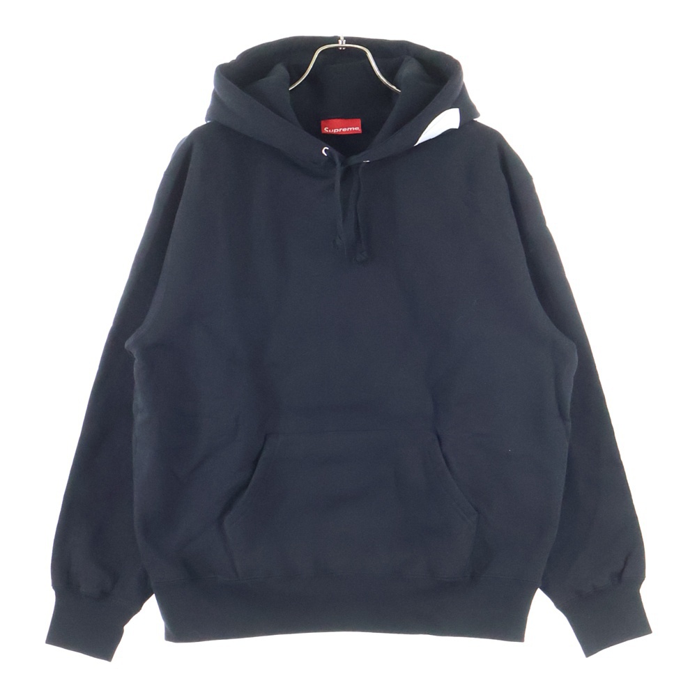 21AW Contrast Hooded Sweatshirt コントラスト フードロゴ プルオーバーパーカー ブラック Aランク