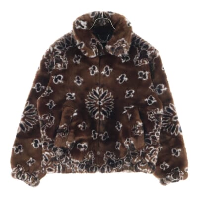 21SS Bandana Faux Fur Bomber Jacket バンダナ ファーボンバージャケット ブルゾン ブラウン Aランク