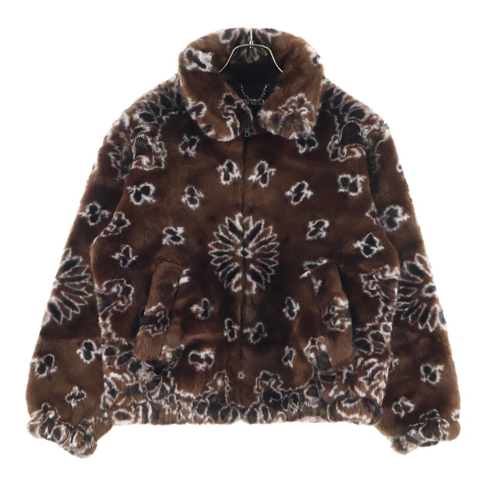 21SS Bandana Faux Fur Bomber Jacket バンダナ ファーボンバージャケット ブルゾン ブラウン Aランク