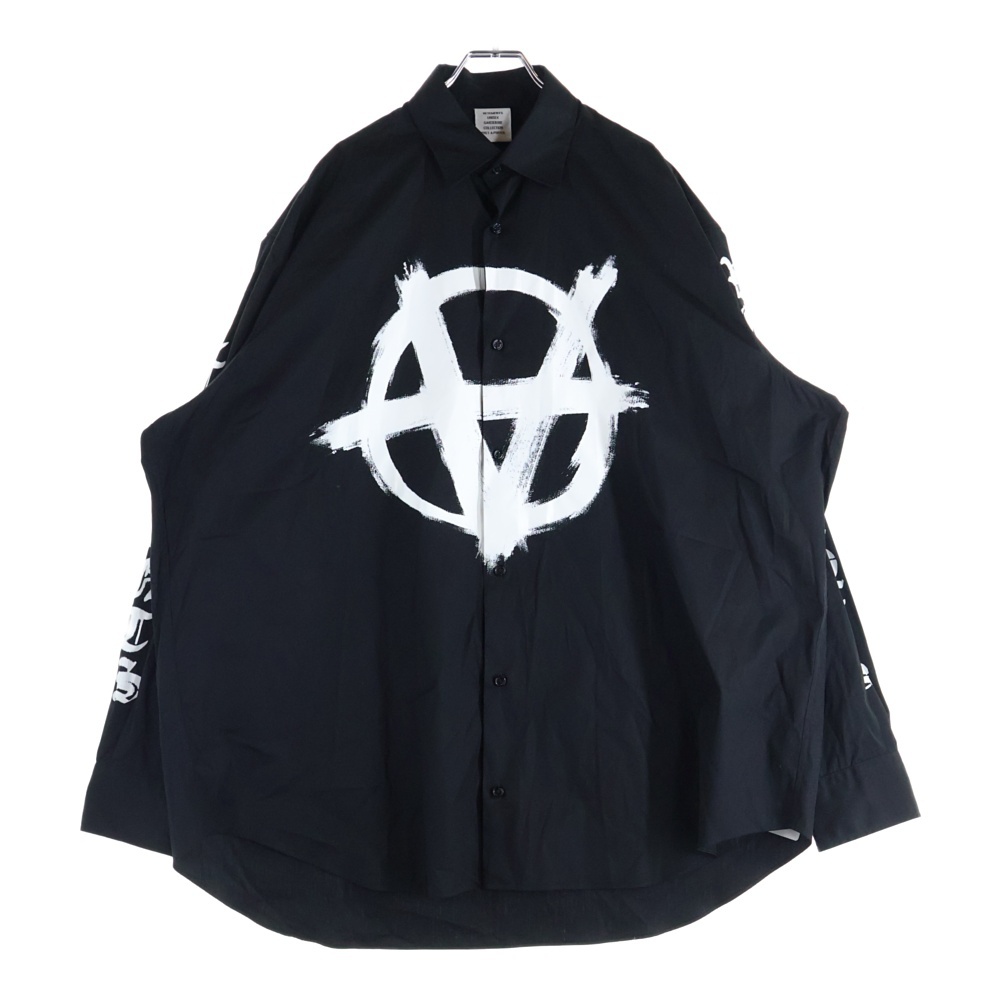 23SS ダブルアナーキー 両面プリント ロングスリーブシャツ ブラック UE63SH171B Bランク