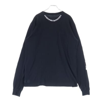 CH LS NECK LOGO ネックロゴプリント 袖ロゴ 長袖Tシャツ ロングスリーブカットソー ブラック Bランク