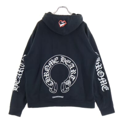 クロムハーツ SWTSHRT HD ZIP 袖フローラルバックホースシュープリント