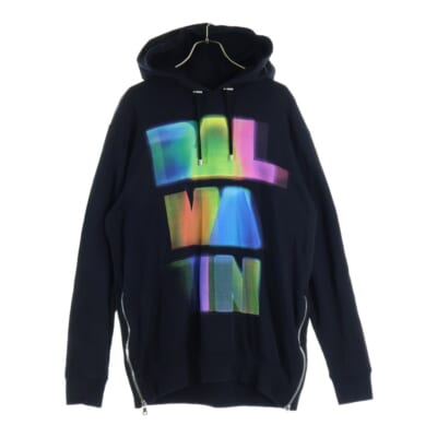 ロゴプリント サイドジップ プルオーバーパーカー ブラック 3415I311 Bランク