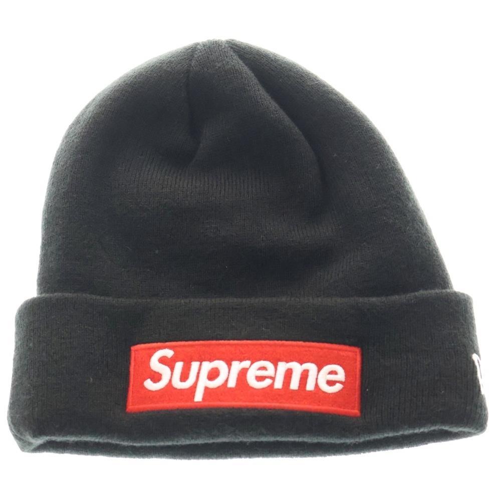 × NEWERA Box Logo Beanie ニューエラ ボックスロゴ ビーニー ニットキャップ 帽子 ブラック Aランク