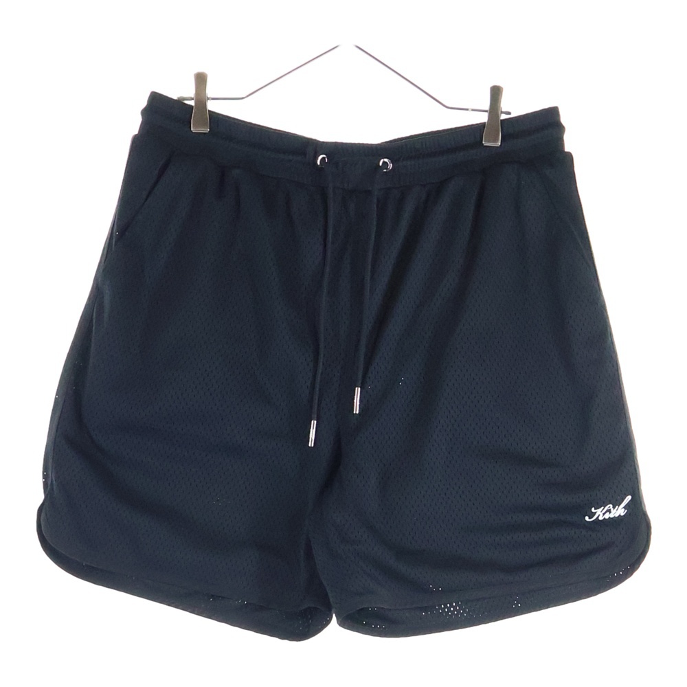 キス 25SS ロゴ刺繍 メッシュ ショーツ ハーフパンツ ブラック 25-032