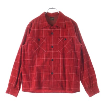 T-PRINT FLANNEL SHT Tプリント フランネル チェック柄 長袖シャツ ロングスリーブ レッド Bランク