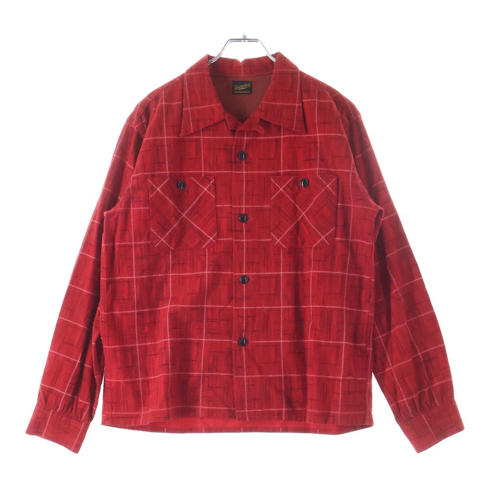 T-PRINT FLANNEL SHT Tプリント フランネル チェック柄 長袖シャツ ロングスリーブ レッド Bランク