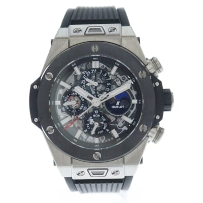 ビッグバン ウニコ パーペチュアルカレンダー チタニウム セラミック スケルトン文字盤ウォッチ 腕時計 Ti×ラバー/AT ブラック/シルバー 406.nm.0170.rx Sランク