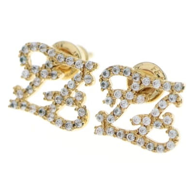 FFロゴ ラインストーン ピアス ゴールド GP Aランク