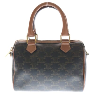 トリオンフ PVC レザー 2WAY スモール ハンド ショルダー ボストンバッグ ゴールド金具 ブラウン Bランク