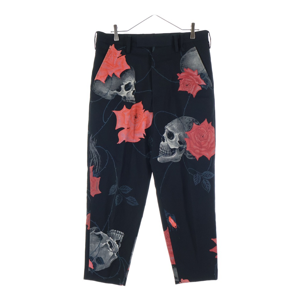 18SS 復刻 スカルローズスラックスパンツ ウール×キュプラ レッド/ブラック HW-P69-106 Bランク