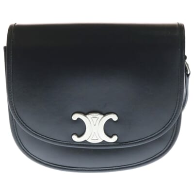 ショルダーバッグ トリオンフ ブザス ミディアム ショルダーバッグ ブラック レザー 114453FH1.38SI シルバー金具 Bランク