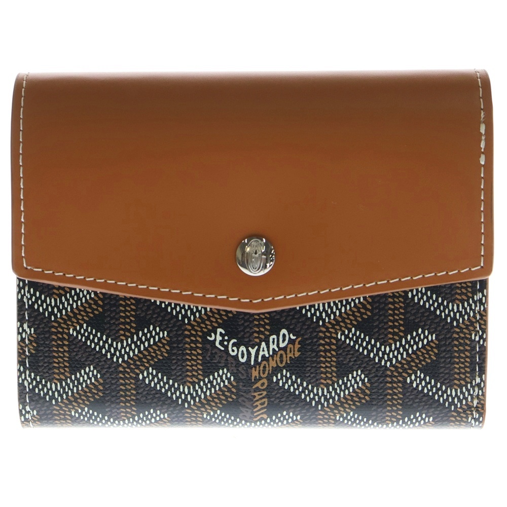 サン・ガブリエルウォレット 三つ折り財布 コインケース ブラウン シルバー金具 Sランク