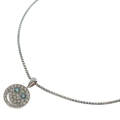 スマイル ダイヤ ブルーダイヤネックレストップ シルバー Bランク