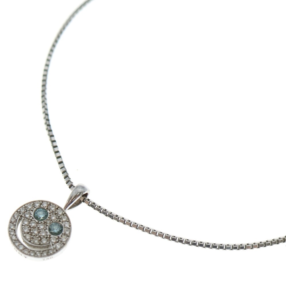 スマイル ダイヤ ブルーダイヤネックレストップ シルバー Bランク