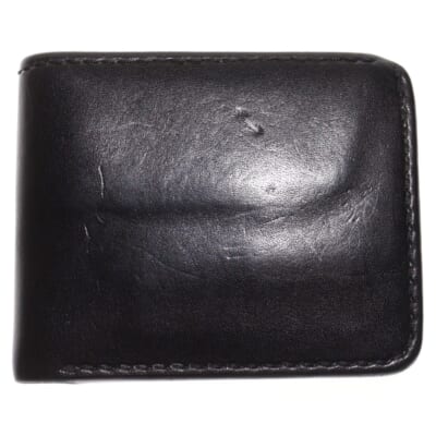 二つ折り レザーショート ウォレット ブラック Bランク