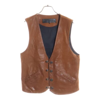 8B L LNG BCK 8クロスボール クロスボールボタンレザーベスト ブラウン Bランク