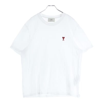 Ami De Coeur アミ ドゥ クール ハートロゴ刺繍 クルーネック 半袖Tシャツ カットソー ホワイト BFUTS035.724 Bランク