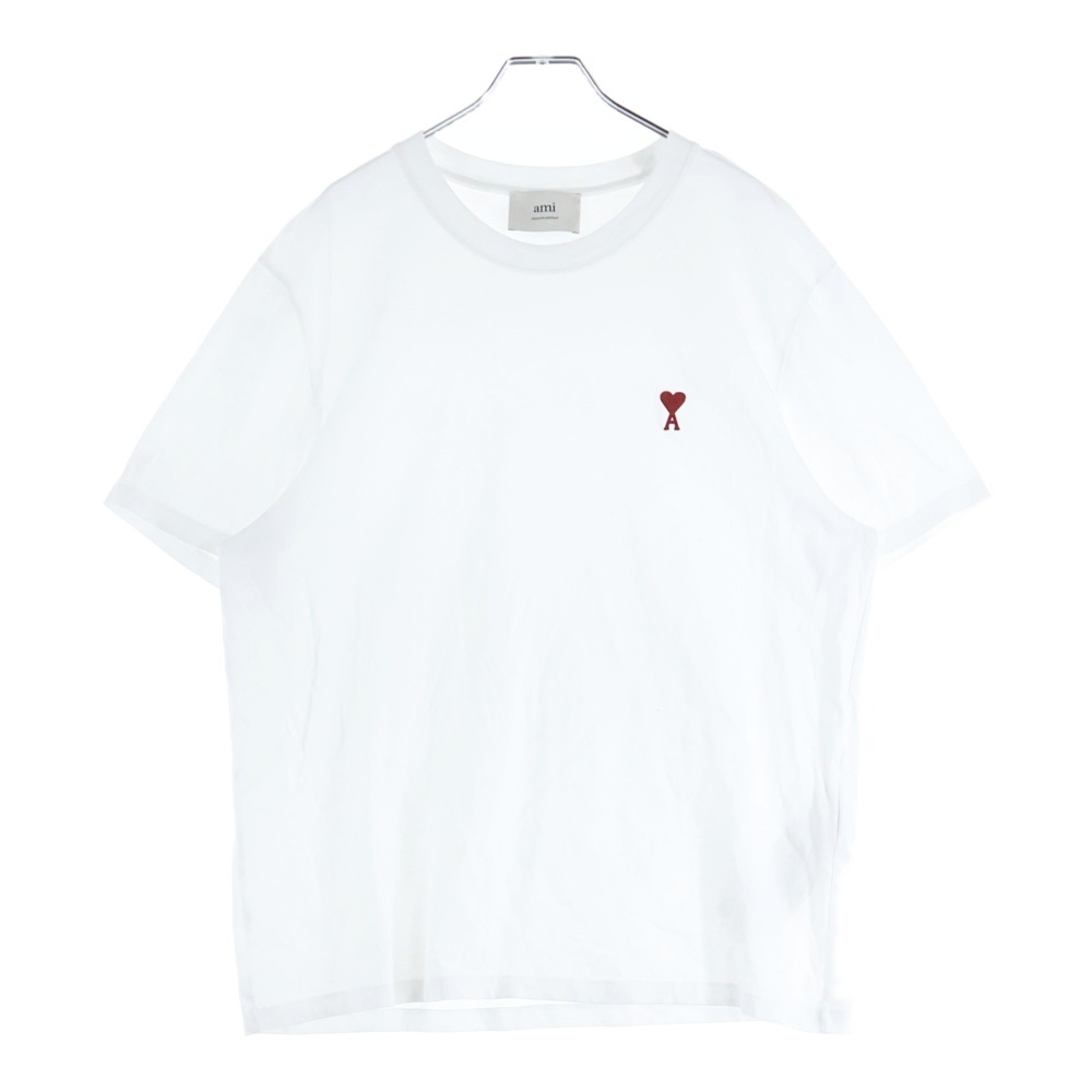 Ami De Coeur アミ ドゥ クール ハートロゴ刺繍 クルーネック 半袖Tシャツ カットソー ホワイト BFUTS035.724 Bランク