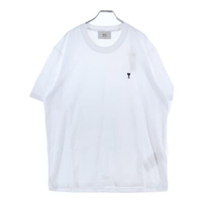 Ami De Coeur アミ ドゥ クール ハートロゴ刺繍 クルーネック 半袖Tシャツ カットソー ホワイト HTS346.724 Sランク