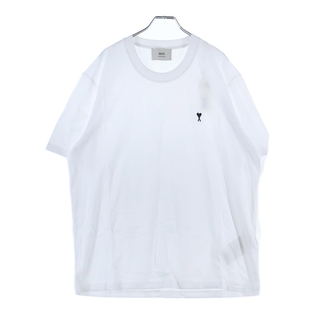 Ami De Coeur アミ ドゥ クール ハートロゴ刺繍 クルーネック 半袖Tシャツ カットソー ホワイト HTS346.724 Sランク