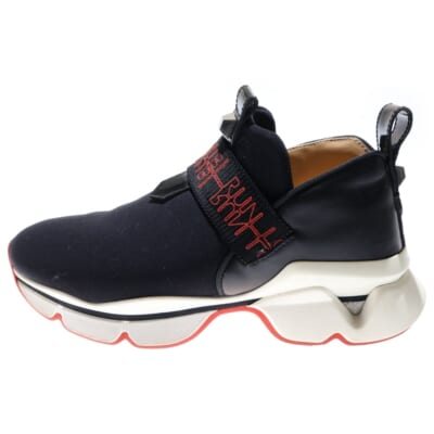 ネオプレン パテント コンビレザー スタッズ ローカットシューズ スリッポン スニーカー ブラック Bランク