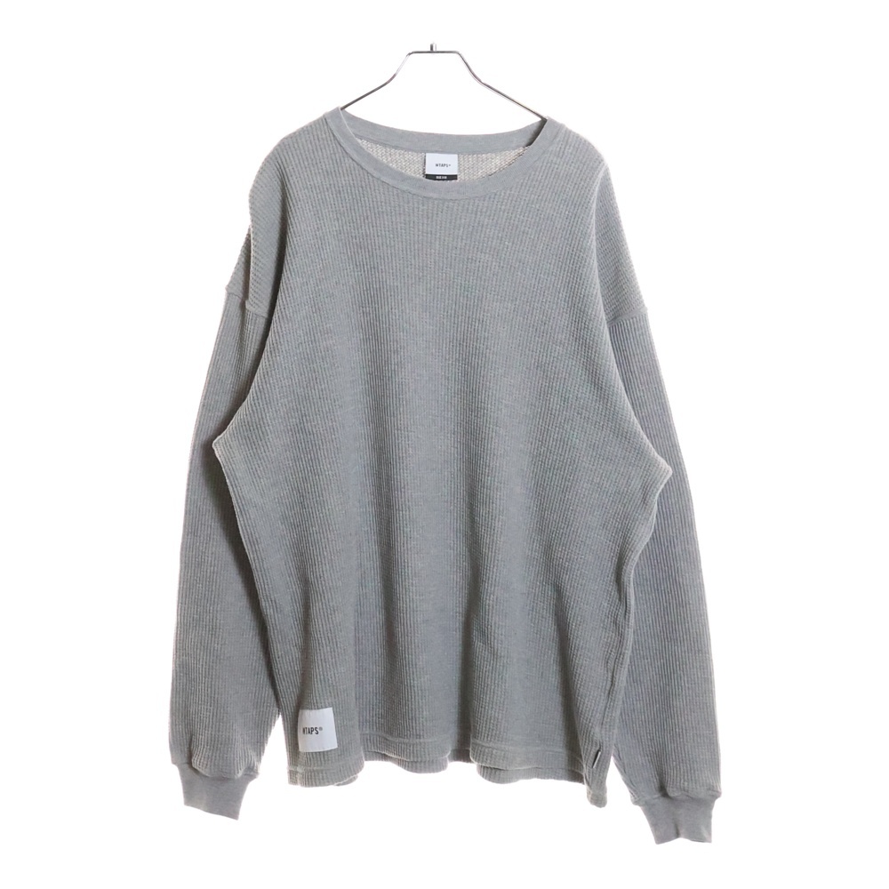23AW WAFFLE LS COTTON SIGN コットンワッフル クルーネック 長袖Tシャツ カットソー グレー 232ATDT-CSM17 Bランク