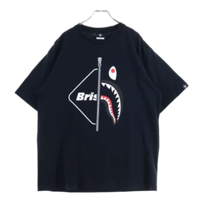 ×A BATHING APE SHARK TEE ア ベイシング エイプ シャークプリント クルーネック半袖Tシャツ カットソー ブラック Bランク