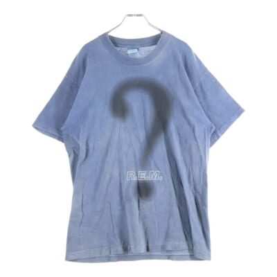 90S VINTAGE R.E.M. アールイーエム ハテナプリント ヴィンテージTシャツ 半袖カットソー ブルー Bランク