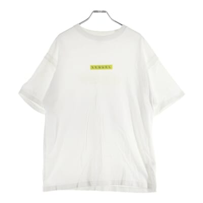 フロントロゴプリント クルーネック 半袖Tシャツ カットソー ホワイト Bランク