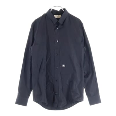 トリオンフ刺繍 インバーテッドカラー ルーズ長袖シャツ ブラック 2C58B091F Sランク