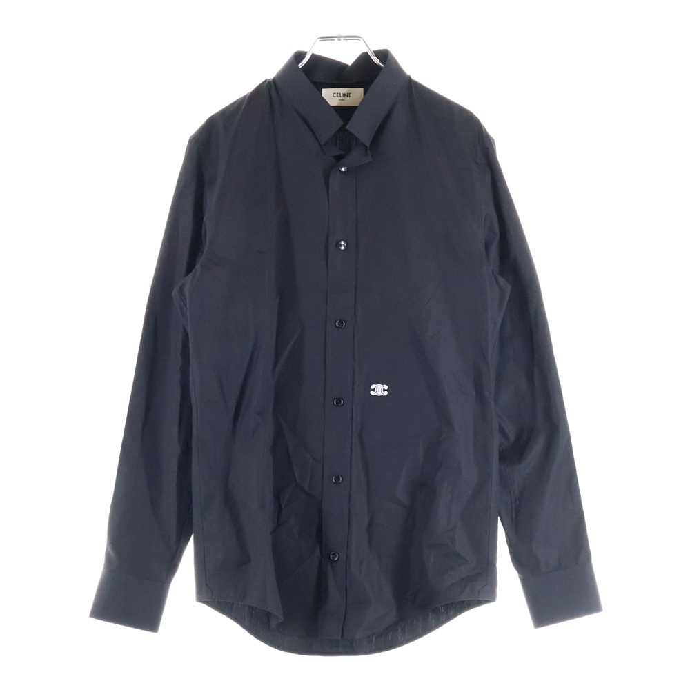 セリーヌ トリオンフ刺繍 インバーテッドカラー ルーズ長袖シャツ