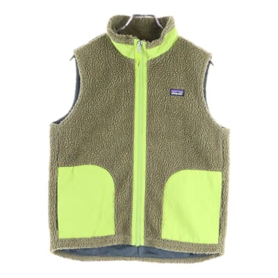 レトロX バイカラー フリースベスト カーキ/グリーン キッズ STY65619 Bランク